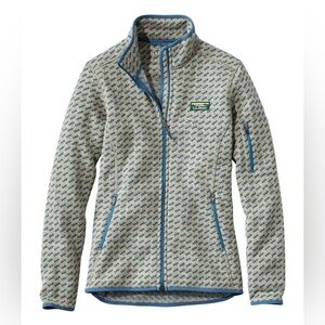 L.L. Bean Women's Blue and Tan Patterned Sweater